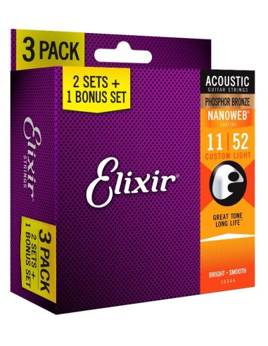 Pack Elixir 2+1 Juegos Acústica 16544 Ph Bronze 011/052