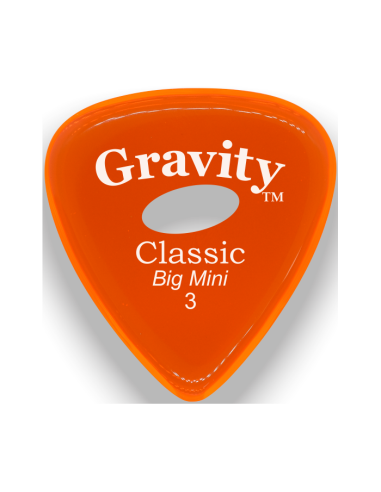 Púa Gravity Classic Big Mini 3.0mm Polished Elipse Naranja GCLB3PE