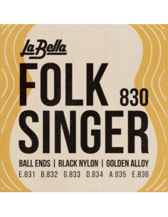 Juego La Bella Folksinger Black Nylon Clásica 830