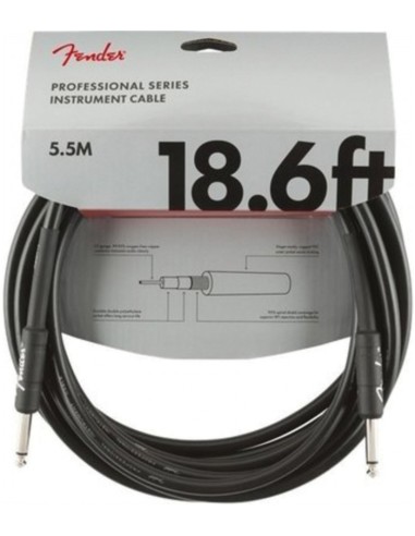 Cable Jack Fender 0820-020 Professional Series Negro 5,5m