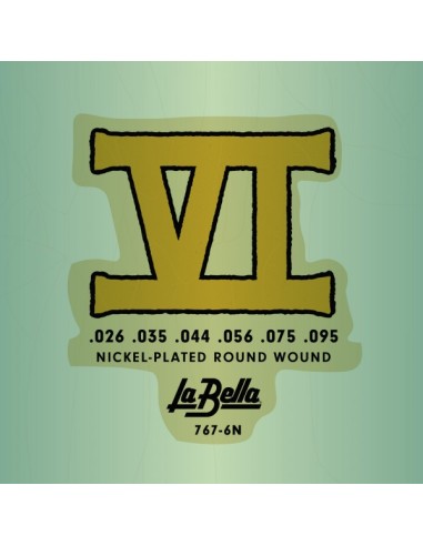 JUEGO DE CUERDAS LA BELLA BAJO VI NICKEL PLATED ROUND WOUND