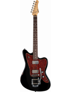JAZPOLE-BK-BIGSBY - GUITARRA ELECTRICA MAYBACH TIPO JAZZMASTER NEGRA AGED CON BIGSBY 2