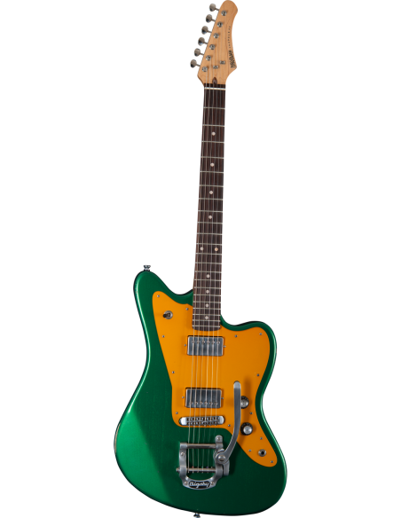 JAZPOLE-CGM-BIGSBY - GUITARRA ELECTRICA MAYBACH TIPO JAZZMASTER CANDY GREEN METALLIC CON BIGSBY AGED