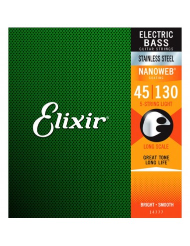 Juego 5 Cuerdas Bajo Elixir Stainless Steel 14777 (45-130)