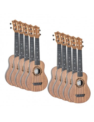 Pack 10 Ukeleles Soprano Flight TUS-50 Travel Salamander