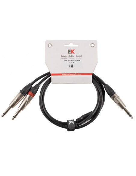 CABLE EK AUDIO JACK STEREO - JACK MONO X 2 METÁLICO 1,5 M