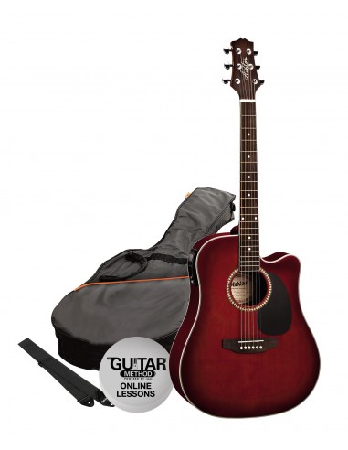 SPD25CEQWRS - Pack Guitarra Electroacustica Dreadnought Vino - Ashton