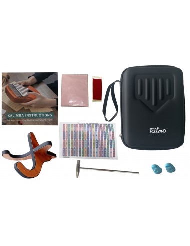 KALIMBA DE CAOBA DE 17 NOTAS AZUL
