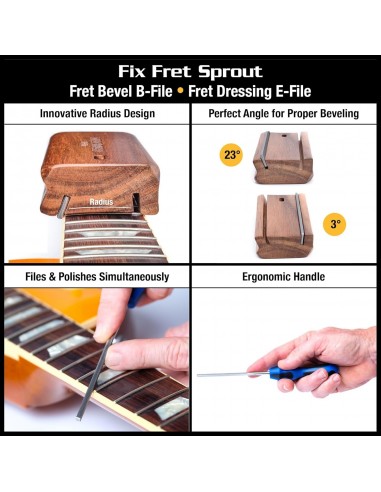 MN880 - MUSICNOMAD JUEGO DE HERRAMIENTAS PARA TRASTES PREMIUM GUITAR TECH - 18 PIEZAS KIT PARA NIVEL