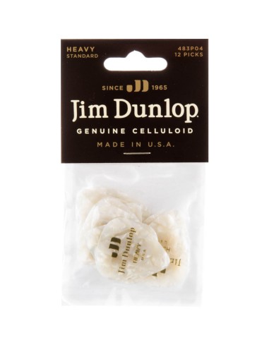 Player´s Pack 12 Púas Dunlop 483P-04HV Celluloid White Perloid Heavy