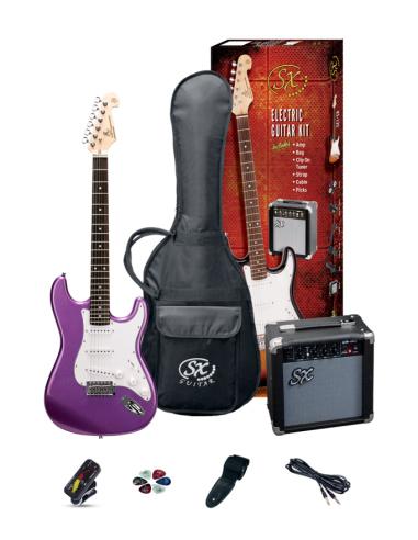 SE1SKMPP - PACK DE GUITARRA ELECTRICA SX METALLIC PURPLE CON AMPLI 10W