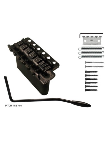 tremolo, pitch 10,8mm, with screws, solid steel bl