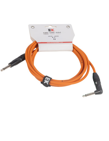 CABLE EK AUDIO PARA GUITARRA JACK RECTO-ACODADO 6M NARANJA